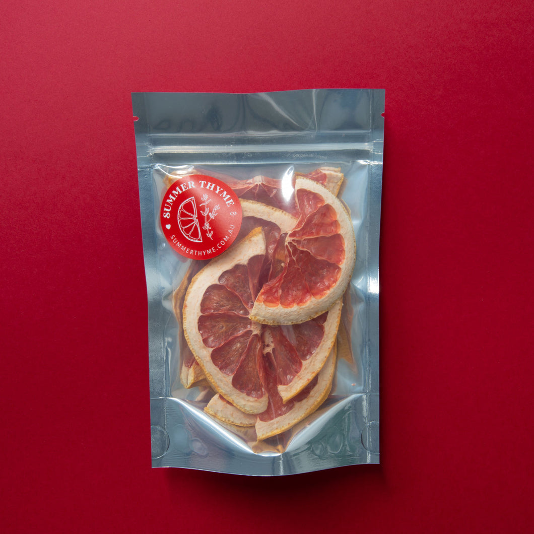 A small pack of Summer Thyme Co. dehydrated ruby red grapefruits.
