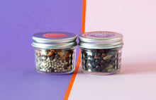 Load image into Gallery viewer, Two jars of botanicals set next to each other. G&amp;T mix on the right and Infusion mix on the left.
